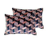 Paoletti Cuscini pieni di Piume Delano Twin Pack, Blush/Navy, 40 x 60cm, 2 unità