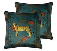 Paoletti Cuscini pieni di Piume Tropica Cheetah (Twin Pack), Teal, 45 x 45cm, 2 unità