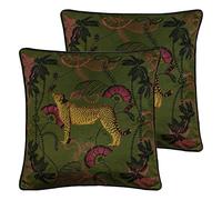 Paoletti Cuscini pieni di Tropica Cheetah Poliestere (Twin Pack), Khaki, 45 x 45cm, 2 unità