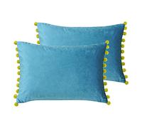 Paoletti Cuscini riempiti di Piume Fiesta, Teal/Bamboo, 35 x 50cm, 2 unità