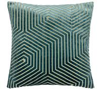 Paoletti Cuscino Evoke Velvet con imbottitura in piuma - Lussuoso cuscino decorativo quadrato con motivo a zig-zag e imbottitura (Verde Acqua - 45x45cm)