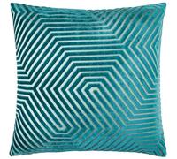 Paoletti Cuscino Evoke Velvet con imbottitura in piuma - Lussuoso cuscino decorativo quadrato con motivo a zig-zag e imbottitura (Verde Acqua - 55x55cm)