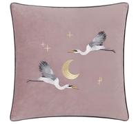 Paoletti Cuscino imbottito in piume di velluto ricamato Moonlit Flight - Rosa antico - 45x45 cm