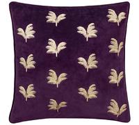 Paoletti Cuscino imbottito in poliestere ricamato con palme guidate - Prugna - 45x45 cm