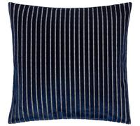 Paoletti Cuscino Savoy Stripe imbottito in piuma - Cuscino decorativo reversibile in velluto morbido e testurizzato per divani letto e poltrone (Marina - 50x50cm)