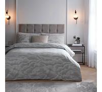 Paoletti Ellora Set Copripiumino - Lusso Jacquard Nuvola Testurizzata Biancheria Da Letto (Argento - Super King - 260x220cm)