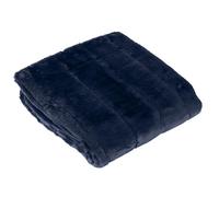Paoletti Empress Coperta in Pelliccia Sintetica - Morbida ed Elegante Coperta dall'Arredamento Minimalista e Pesante per Letto o Divano (Navy - 140x200cm)