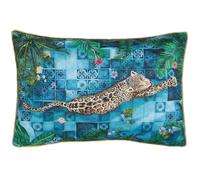 Paoletti Fodera per cuscino da esterno Majorelle Leopard Outdoor Piped - Azzurro - 40x60 cm