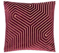 Paoletti Fodera per cuscino Evoke Velvet - Lussuosa federa decorativa quadrata con motivo a zig-zag (Borgogna - 45x45cm)