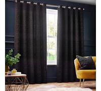 Paoletti Galaxy Coppia Di Tende Con Occhielli - Tende Oscuranti In Ciniglia Di Lusso Opulente (Nero - 229x137cm)