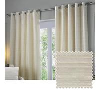 Paoletti Jupiter - Coppia di tende filtraggio della luce con occhielli - Eleganti tende con fodera in ciniglia jacquard e anello superiore (Avorio - 117x137cm)