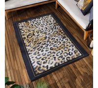 Paoletti Leopardis Tappeto per interni ed esterni con stampa leopardata - Nero/Oro - 120x170 cm