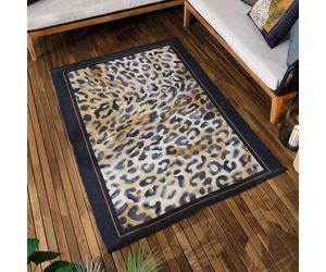 Paoletti Leopardis Tappeto per interni ed esterni con stampa leopardata - Nero/Oro - 120x170 cm