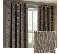 Paoletti Manhattan - Coppia di tende filtraggio della luce con occhielli in velluto, eleganti, con fodera in tessuto geometrico testurizzato e parte superiore ad anello (Mink - 229x229cm)