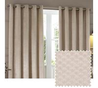 Paoletti Neptune Coppia Di Tende Con Occhielli - Geometriche Velluto Di Lusso Foderate Oscuranti Tende (Champagne - 229x183cm)