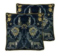Paoletti PALETTI Nouvilla Feather Riempito Cuscini pieni (Confezione gemella), Poliestere, Navy/Zafferano