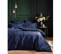 Paoletti Palmeria Trapunted Duvet Cover, Poliestere, Navy, 228 x 218 cm