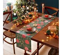 Paoletti Pomegranate Table Runner Da Tavolo - Lavabile Asciugatura Rapida Frutta Opulenta Foglia F'Oro Decorazione Da Tavolo (Verde - 180x35cm)