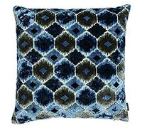 Paoletti Riva Ares Feather Cuscino Pieno - Blu - Moderno Globale Ikat Design - Tessuto Jacquard Velluto Tessuto - Knife Edges - 68% Poliestere 32% Viscosa - 55 X 55Cm (22" X 22" Pollici)