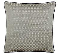 Paoletti Riva Balham Cuscino Taupe Grey Geometrica Esagonale Disegno Jacquard Tessuto A Contrasto Viola in Filodiffusione Edges 58% Lino 42% Poliestere 45 X 45Cm (18" X 18" Pollici)