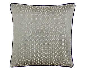 Paoletti Riva Balham Feather Cuscino Pieno - Taupe Grey - Geometrico Hexagonal Design - Jacquard - Contrastanti Viola Piped Bordi - 58% Lino 42% Poliestere - 45 X 45 Cm (18" X 18" Pollici)