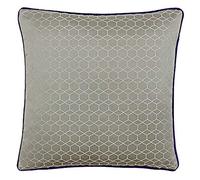 Paoletti Riva Balham Poliestere Cuscino Pieno - Taupe Grey - Geometrico Hexagonal Design - Jacquard - Contrastanti Viola Piped Bordi - 58% Lino 42% Poliestere - 45 X 45 Cm (18" X 18" Pollici)