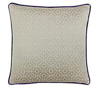Paoletti Riva Belsize Cuscino - Taupe Grey - Geometrico Piazza Design - Jacquard - Contrastanti Viola Piped Bordi - 58% Lino 42% Poliestere - 45 X 45 Cm (18" X 18" Pollici)