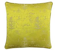 Paoletti Riva Marylebone Poliestere Rinforzato Cuscino - Giallo Zolfo - Geometric Cube Design - Jacquard - Fucsia Rosa Reverse - Giallo Piped Edge - 100% Poliestere - 50 X 50Cm (20" X 20" Pollici)