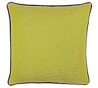 Paoletti Riva Putney Cuscino - Giallo Citrino - Reversibile Geometrico A Righe Design - Jacquard - A Contrasto Navy Blue Piped Bordi - 100% Poliestere - 45 X 45 Cm (18" X 18" Pollici)