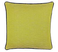 Paoletti Riva Putney Feather Cuscino Pieno - Giallo Citrino - Reversibile Geometrico A Righe Design - Jacquard - A Contrasto Navy Piped Bordi - 100% Poliestere - 45 X 45 Cm (18" X 18" Pollici)