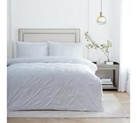 Paoletti Set copripiumino Elysia - Set di biancheria da letto di lusso in cotone a 200 fili con pieghe pizzicate e ricamo (Bianco - Super King)