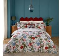 Paoletti Set copripiumino floreale reversibile Seventy Three Ishana - Ribes rosso/Blu francese - King
