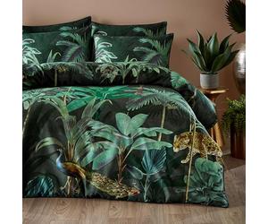 Paoletti Siona Set copripiumino - Wild Animals Luxe Cotton Bedding (Midnight Green - Singolo)