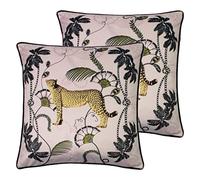 Paoletti Tropica Cheetah Polyester Filled Cushions (Twin Pack), Polyester, Blush