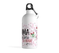 Paolo Chiari Borraccia - Linea Dedicata alle Mamme, in Alluminio, 400 ml, per Bevande Fredde (Mamma Migliore del Mondo)