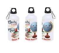 Paolo Chiari Borraccia - Linea Maestri, in Alluminio, 400 ml, per Bevande Fredde (Mappamondo Mestro, Multicolore)