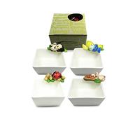 Paolo Chiari Set 4 Ciotole Aperitivo in Porcellana con Decori in Marmoresina Dipinta a Mano, Made in Italy, 19 x 19 x 12 cm