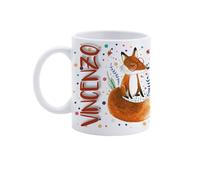 Paolo Chiari Tazza in Ceramica Caffè e Tè, Personalizzata con Nome, Idea Regalo Compleanno per Amici e Familiari, Certificata per Alimenti, Adatta al Microonde, Made in Italy (Vincenzo)