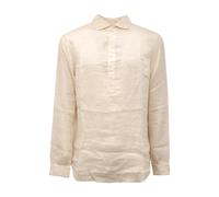 Paolo Pecora - Camicia in lino blu modello P23Ec1M - - Shirts - Uomo - Beige - M