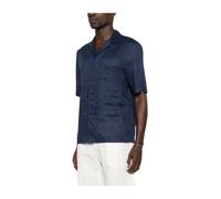 Paolo Pecora - Camicia in Lino con Collo Revere - - Shirts - Uomo - Blu - M