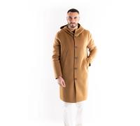 Paolo Pecora, ,Coats ,Uomo ,Marrone ,L Cappotto lungo in misto lana con cappuccio