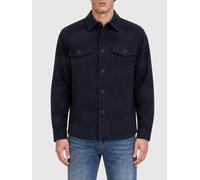 PAOLO PECORA Giacca-camicia in misto viscosa con tasche a toppa S Blue