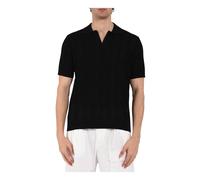 Paolo Pecora - Polo Traforata con Scollo a V - - Tops - Uomo - Nero - XL