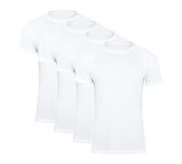 Paolo Renzo Maglia Basic con Scollo Rotondo Pacco da 4, Basic Tee O-Neck, T-Shirt Uomo Cotone 100%, Taglia L, Bianco