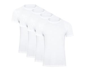 Paolo Renzo Maglia Basic con Scollo Rotondo Pacco da 4, Basic Tee O-Neck, T-Shirt Uomo Cotone 100%, Taglia L, Bianco