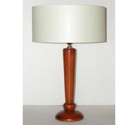 Paolo Rossi - Lampada da tavolo in legno ciliegio, altezza 58 cm, paralume cilindro in tessuto plastificato bianco o avorio, attacco E27, produzione propria - Made in Italy