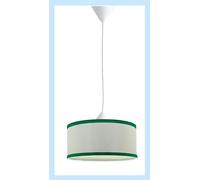 Paolo Rossi lampadario paralume cilindro a sospensione in tessuto bianco con rifinitura colorata e pendel plastica - produzione propria, made in Italy (diametro 60, verde)