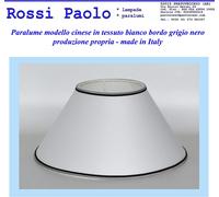 Paolo Rossi paralume in tessuto bianco con bordo grigio nero - made in Italy