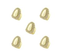 Paowsietiviity 5 x tappi per barbecue singoli per denti, gioielli hip-hop per bocca, parte superiore inferiore, oro, 0,8 x 1,1 cm