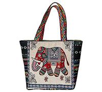 Paowsietiviity Borsa a tracolla da donna, in tela, leggera, con motivo floreale, 30 x 9 x 21 cm, Elefante Rosso, 30x9x21 Cm, 30x9x21 cm